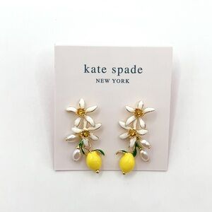 KS119-Kate Spade white flower and lemon earrings